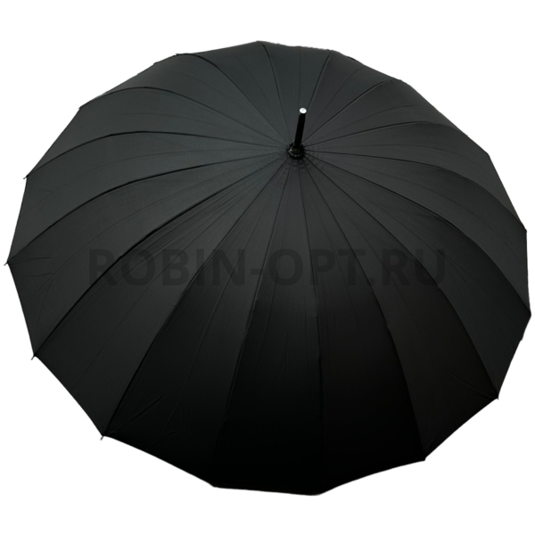Зонт полуавтомат мужской трость, ROBIN 1520, прямая ручка , 25"(63.5см)Х16к, эпонж 210т, (диаметр),  г, , черный фото детальное