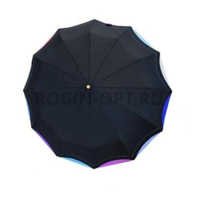 Зонт автомат женский 3 сл., Три слона L3125, прямая ручка , 21.6"(55см)Х12к, полиэстер, (диаметр),  г, , фиолетовый, радуга по кра фото анонса
