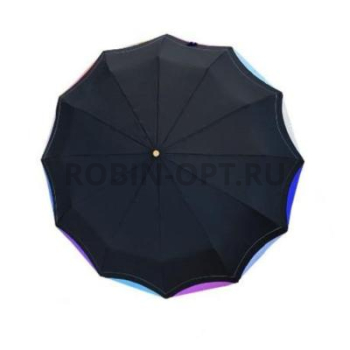 Зонт автомат женский 3 сл., Три слона L3125, прямая ручка , 21.6"(55см)Х12к, полиэстер, (диаметр),  г, , фиолетовый, радуга по кра фото анонса