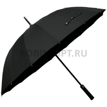 Зонт полуавтомат мужской трость, ROBIN 1520, прямая ручка , 25"(63.5см)Х16к, эпонж 210т, (диаметр),  г, , черный фото анонса
