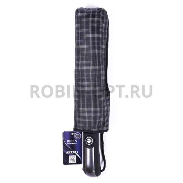 Зонт автомат мужской 3 сл., ROBIN 811, прямая длинная ручка , 23"(58.5см)Х9к, эпонж, 97 см(диаметр), 442 г, 6 рассцветка, клетка фото детальное