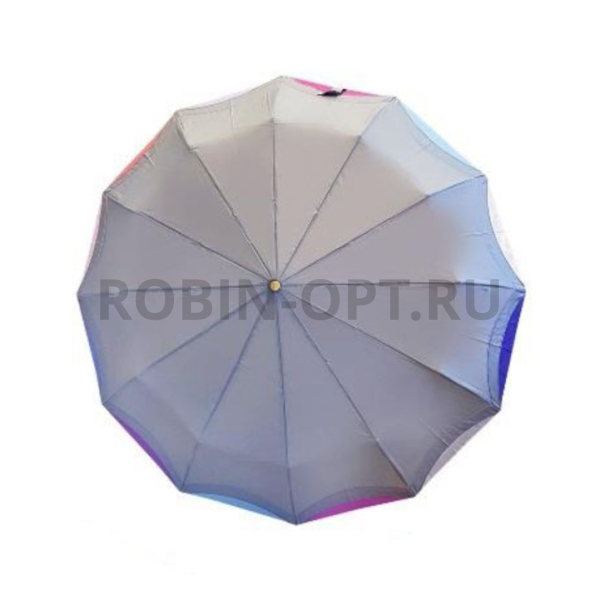Зонт автомат женский 3 сл., Три слона L3125, прямая ручка , 21.6"(55см)Х12к, полиэстер, (диаметр),  г, , фиолетовый, радуга по кра фото детальное